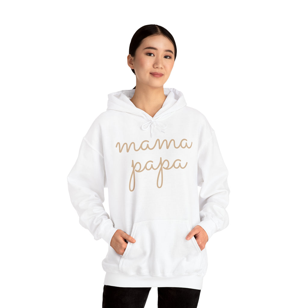 Mama Papa Hoodie — Minimal Script Parent Matching Pullover