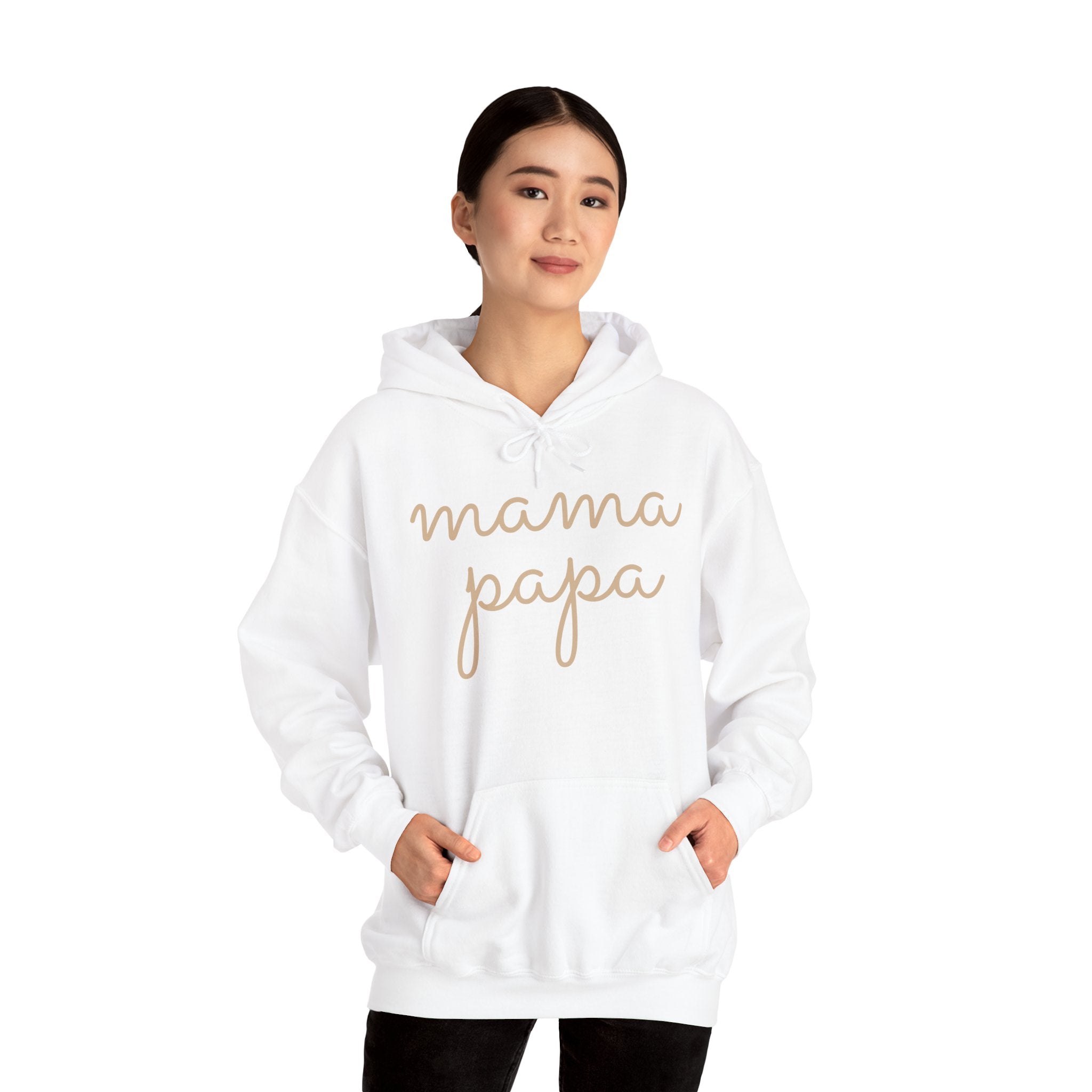 Mama Papa Hoodie — Minimal Script Parent Matching Pullover
