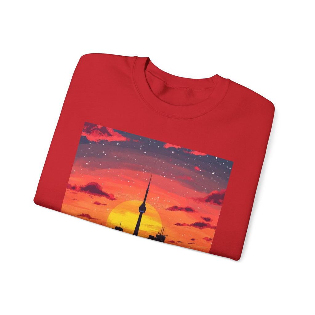 Sunset Skyline Crewneck Sweatshirt — Toronto CN Tower Silhouette Graphic