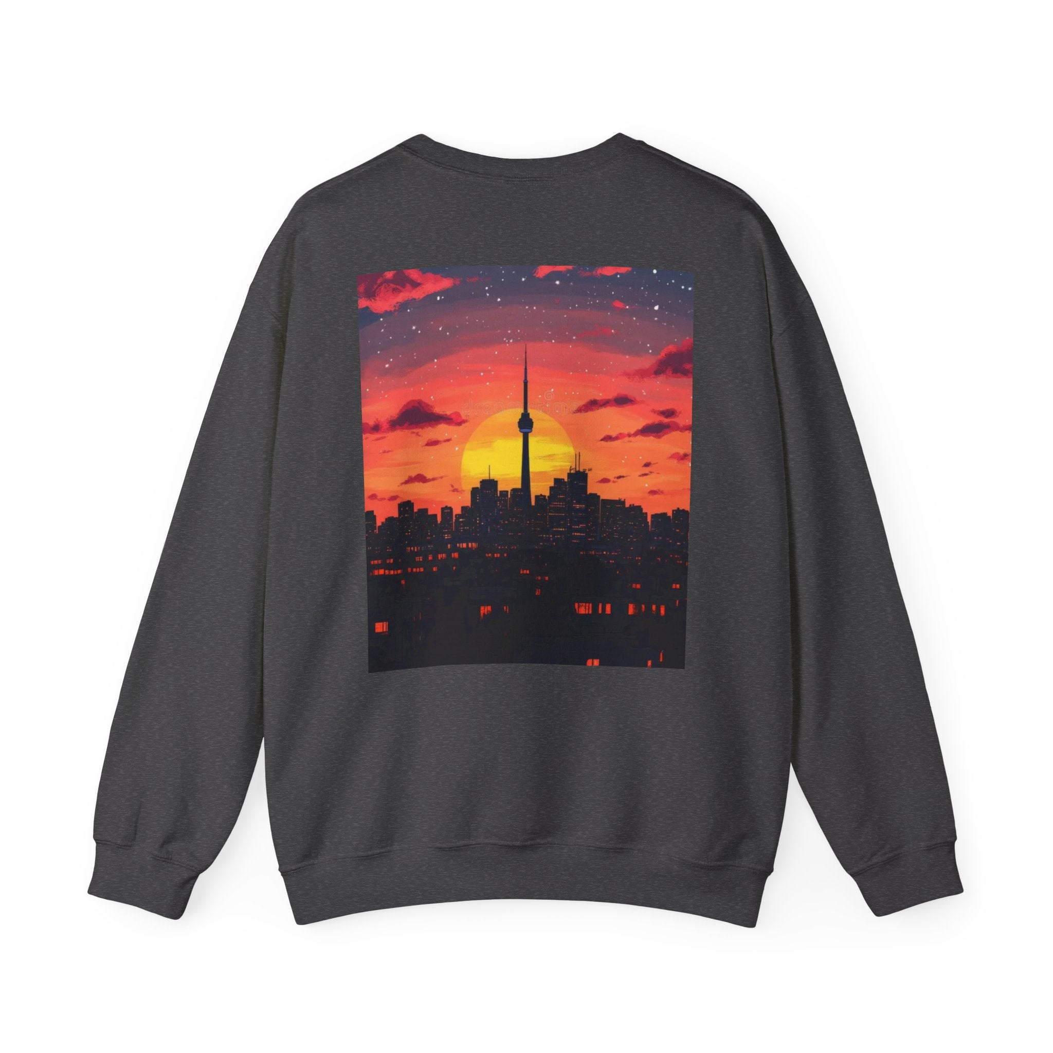 Sunset Skyline Crewneck Sweatshirt — Toronto CN Tower Silhouette Graphic