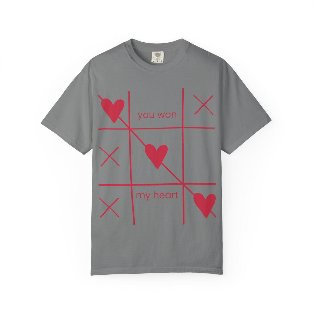 Valentine Tic-Tac-Toe Heart T-Shirt — "You Won My Heart" Graphic Tee