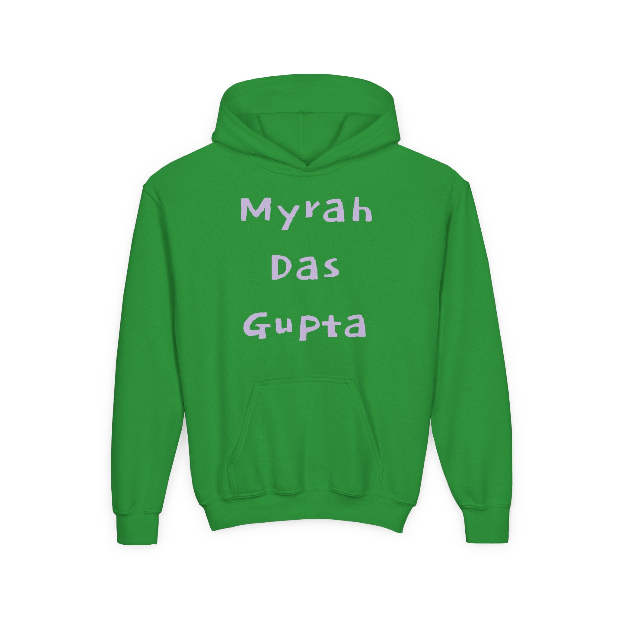 Youth Hoodie — Personalized Lavender Name Hoodie (Front: Myrah Das Gupta, Back: Tuktuk)