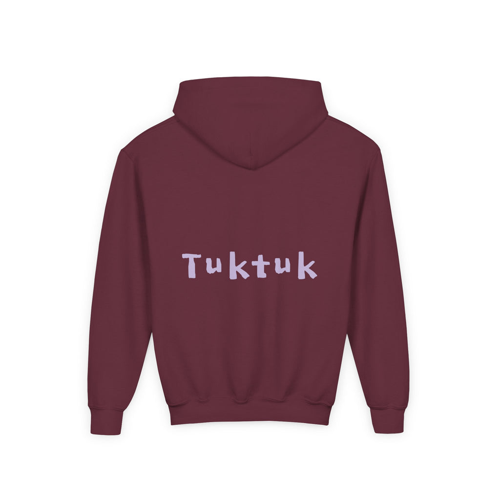 Youth Hoodie — Personalized Lavender Name Hoodie (Front: Myrah Das Gupta, Back: Tuktuk)
