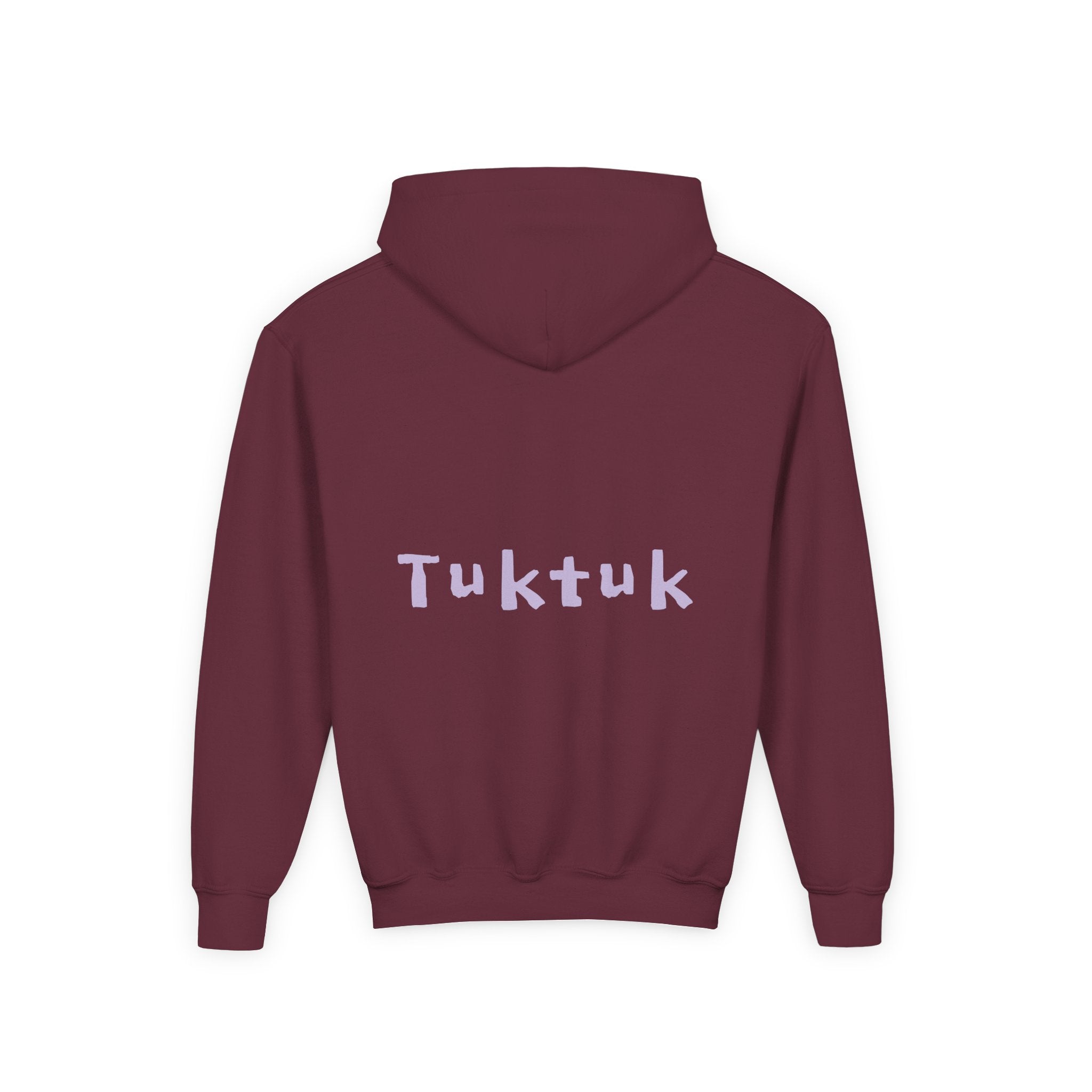 Youth Hoodie — Personalized Lavender Name Hoodie (Front: Myrah Das Gupta, Back: Tuktuk)