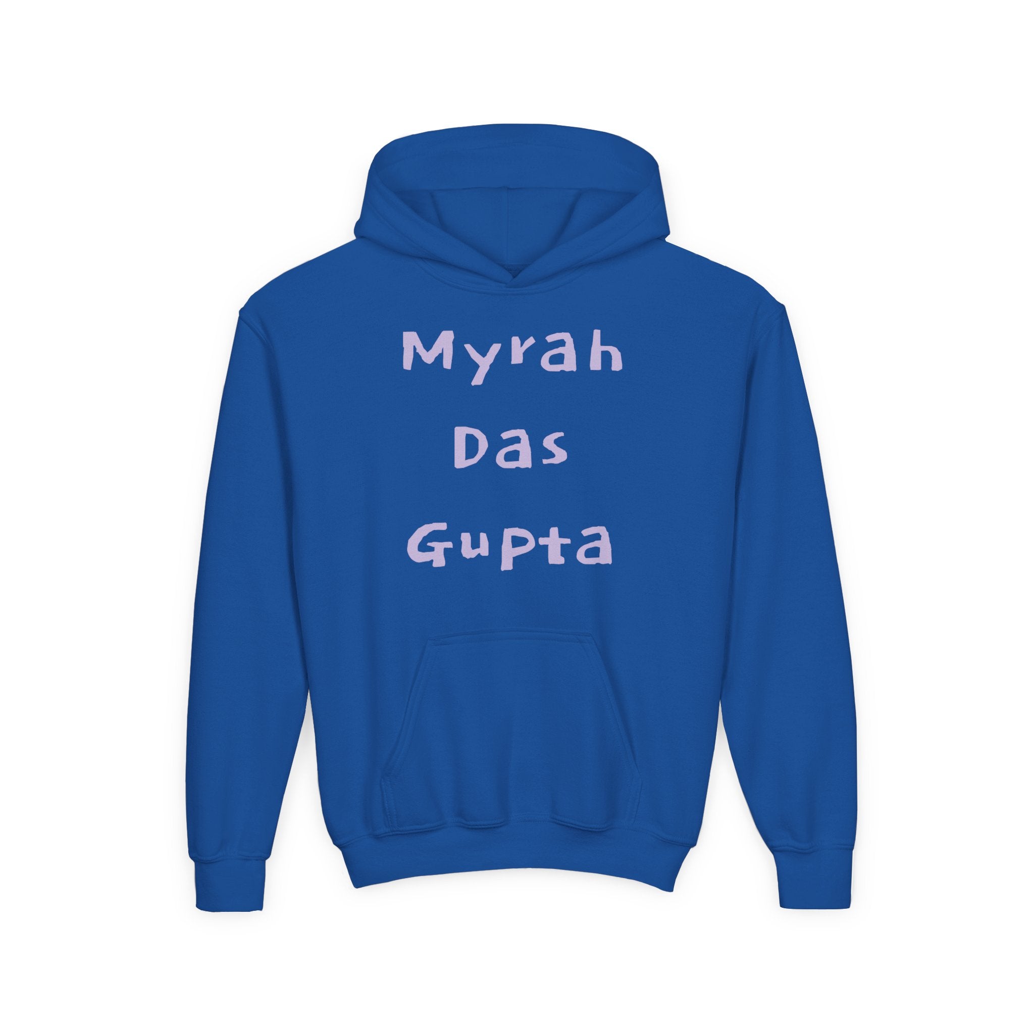 Youth Hoodie — Personalized Lavender Name Hoodie (Front: Myrah Das Gupta, Back: Tuktuk)