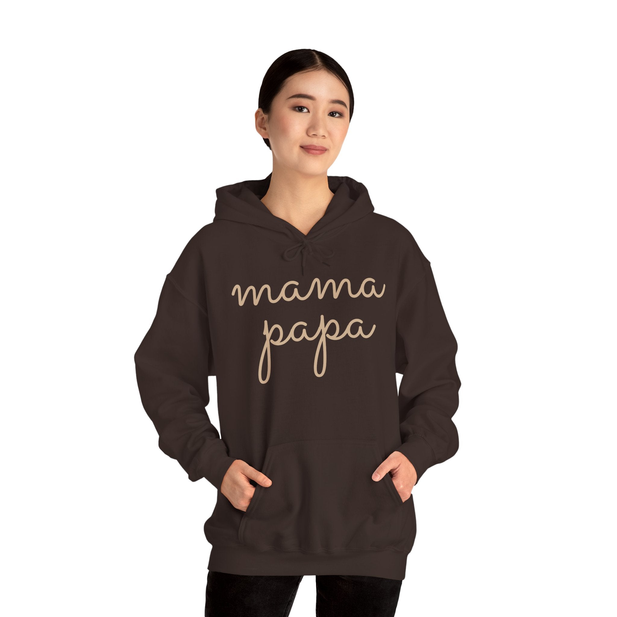 Mama Papa Hoodie — Minimal Script Parent Matching Pullover
