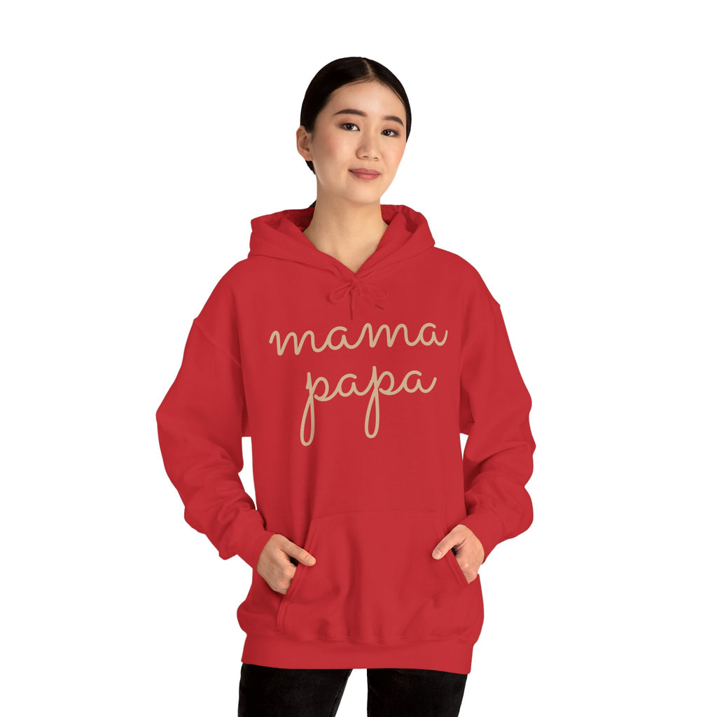 Mama Papa Hoodie — Minimal Script Parent Matching Pullover