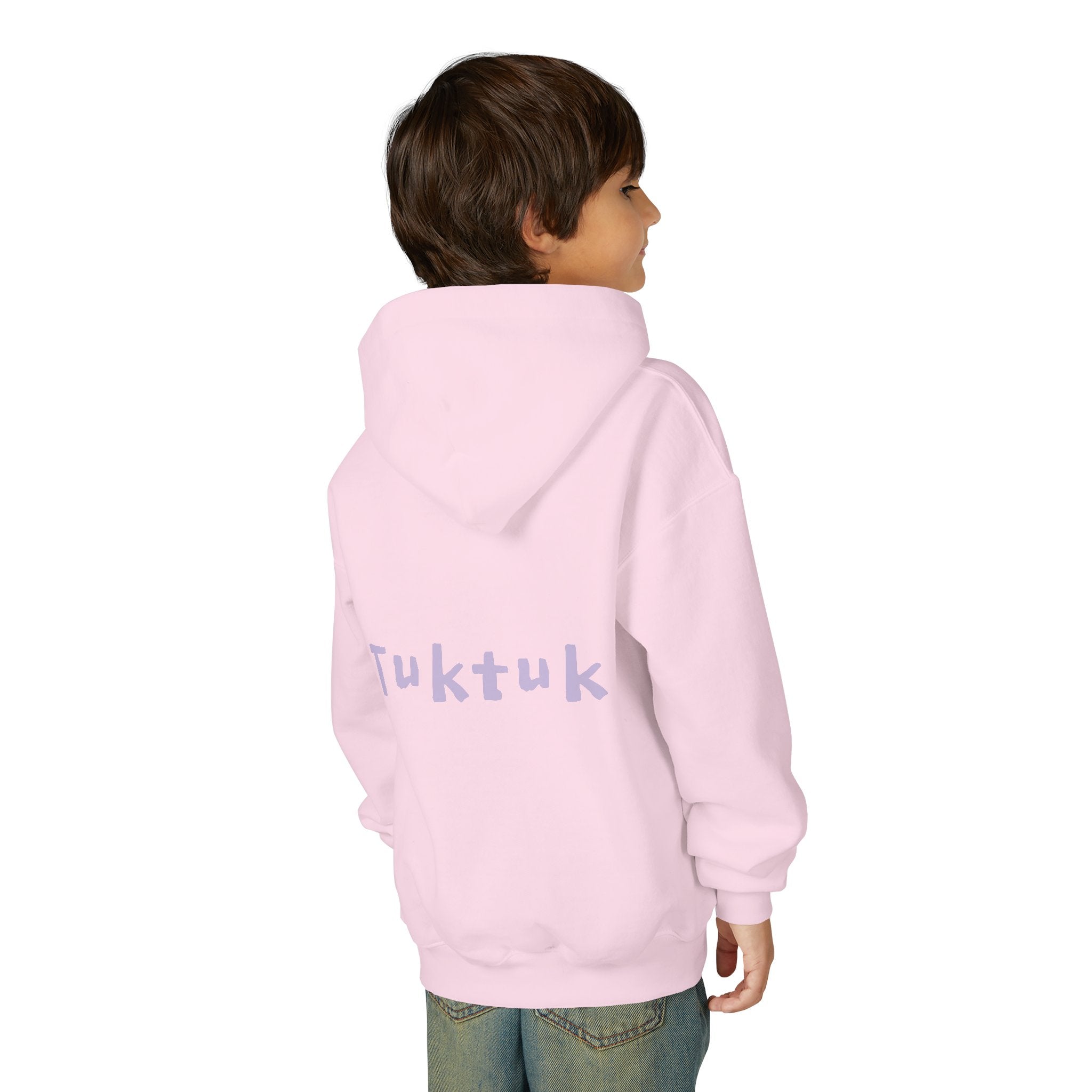 Youth Hoodie — Personalized Lavender Name Hoodie (Front: Myrah Das Gupta, Back: Tuktuk)