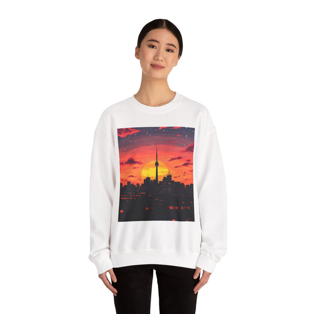 Sunset Skyline Crewneck Sweatshirt — Toronto CN Tower Silhouette Graphic