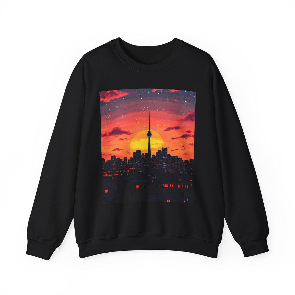 Sunset Skyline Crewneck Sweatshirt — Toronto CN Tower Silhouette Graphic