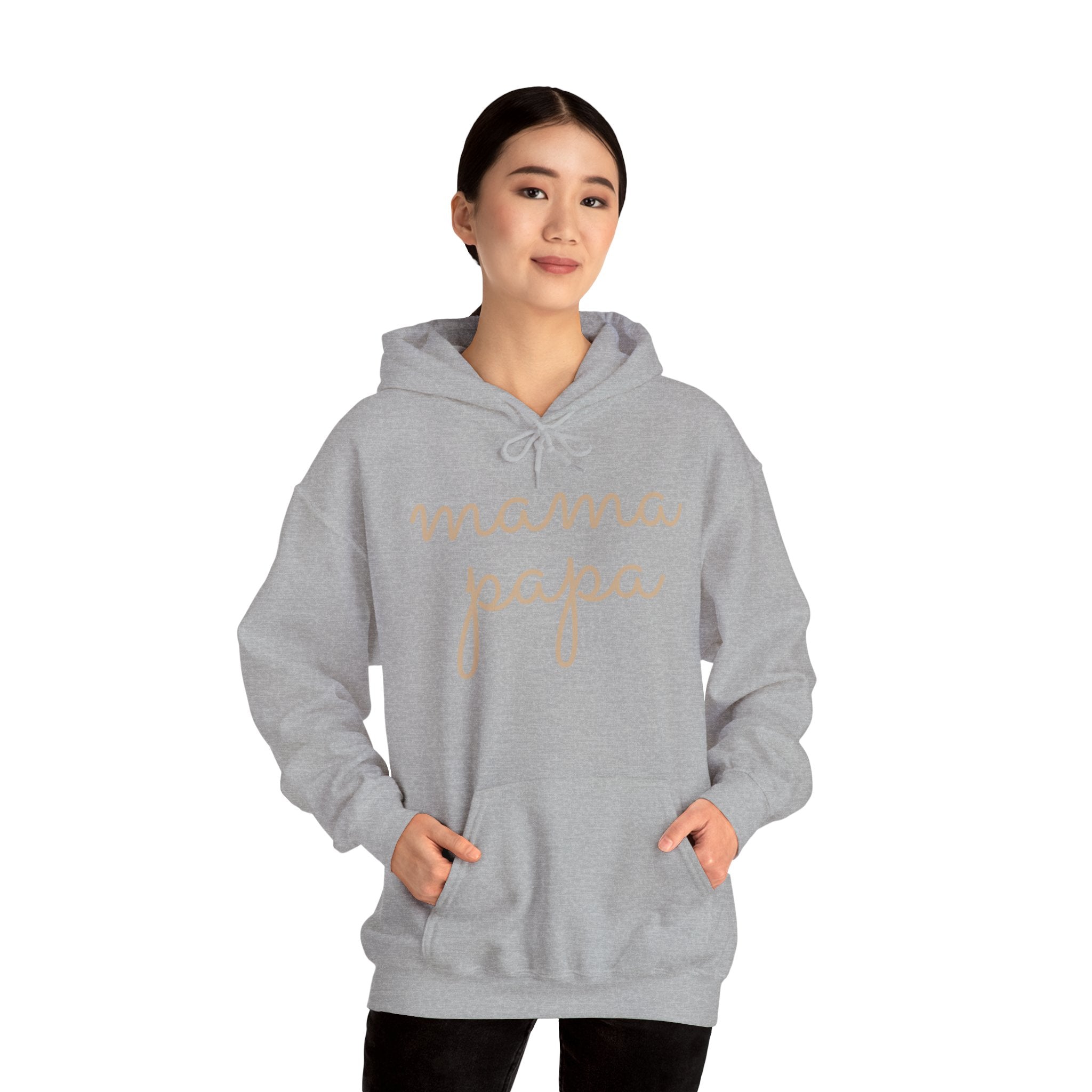 Mama Papa Hoodie — Minimal Script Parent Matching Pullover
