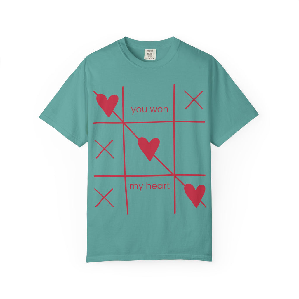 Valentine Tic-Tac-Toe Heart T-Shirt — "You Won My Heart" Graphic Tee