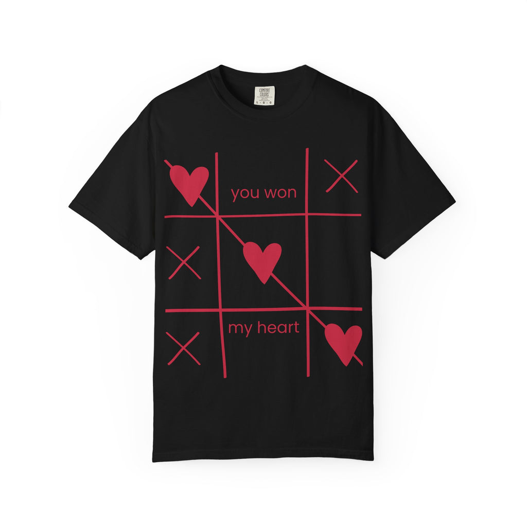Valentine Tic-Tac-Toe Heart T-Shirt — "You Won My Heart" Graphic Tee