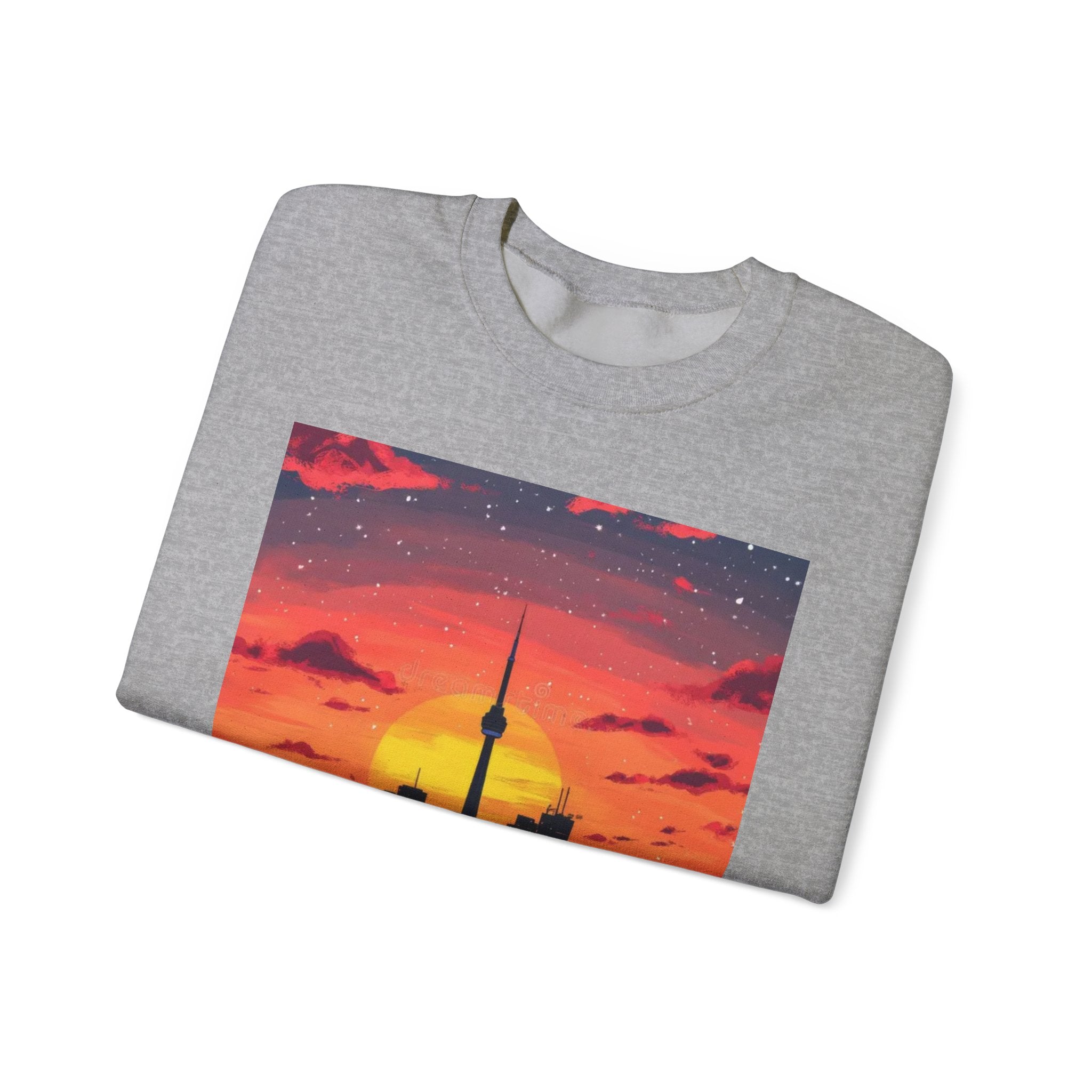 Sunset Skyline Crewneck Sweatshirt — Toronto CN Tower Silhouette Graphic
