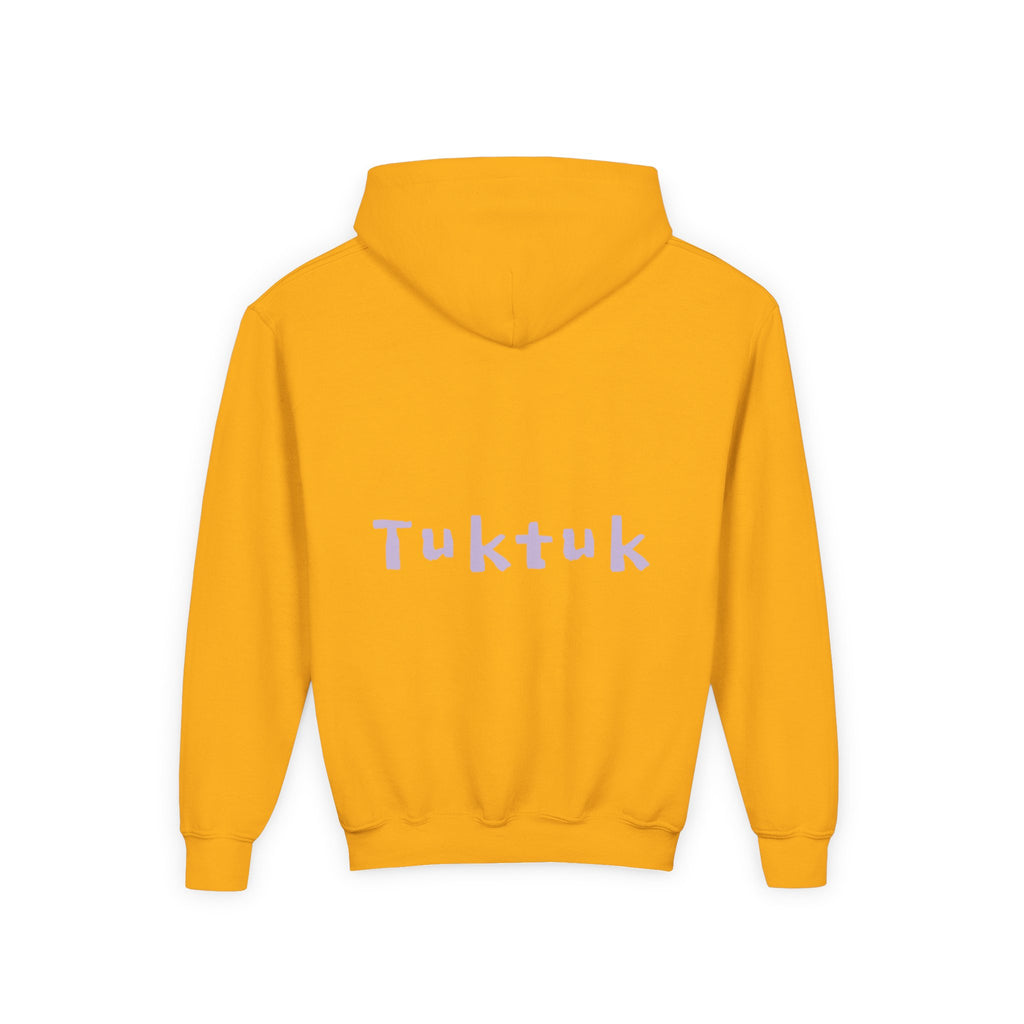 Youth Hoodie — Personalized Lavender Name Hoodie (Front: Myrah Das Gupta, Back: Tuktuk)