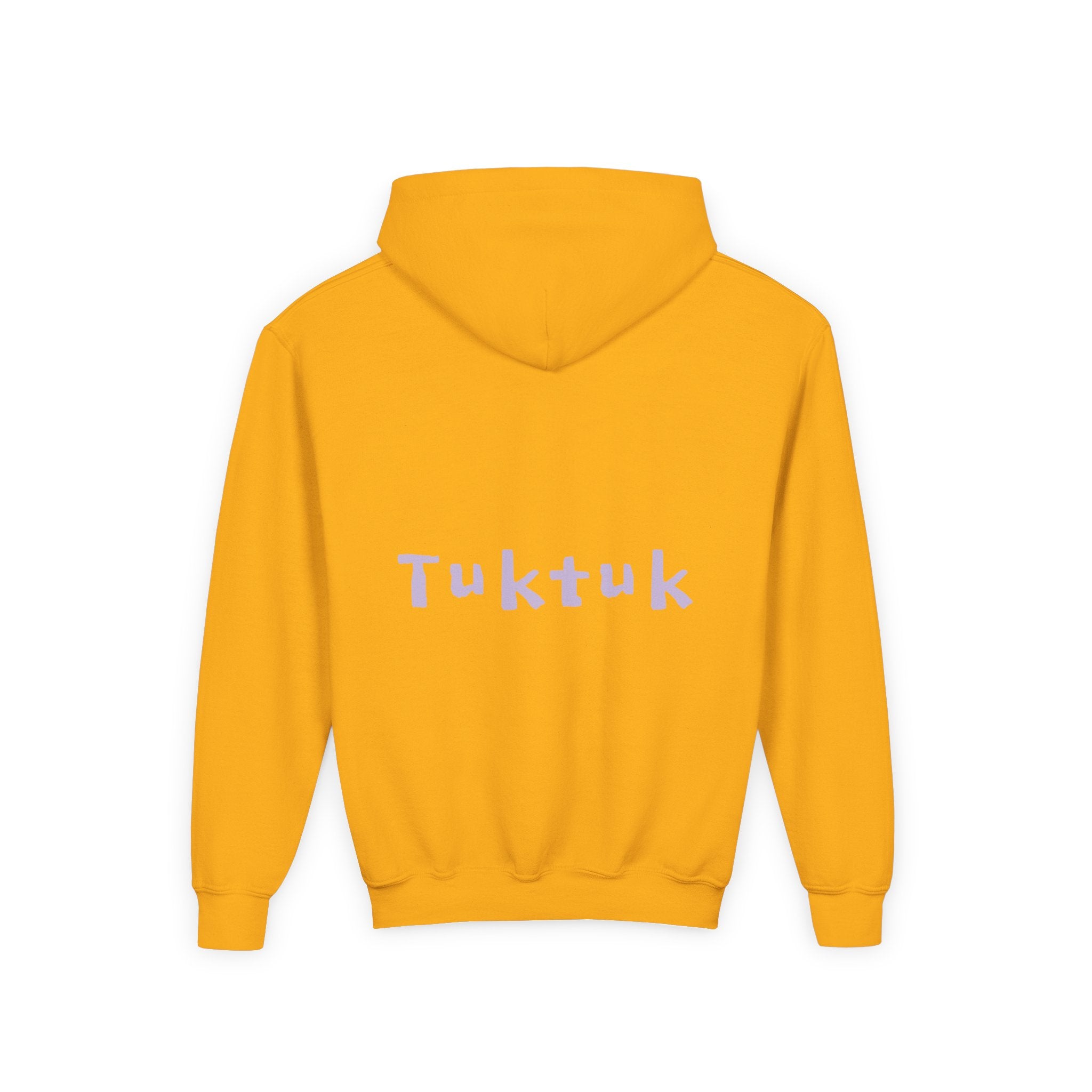 Youth Hoodie — Personalized Lavender Name Hoodie (Front: Myrah Das Gupta, Back: Tuktuk)