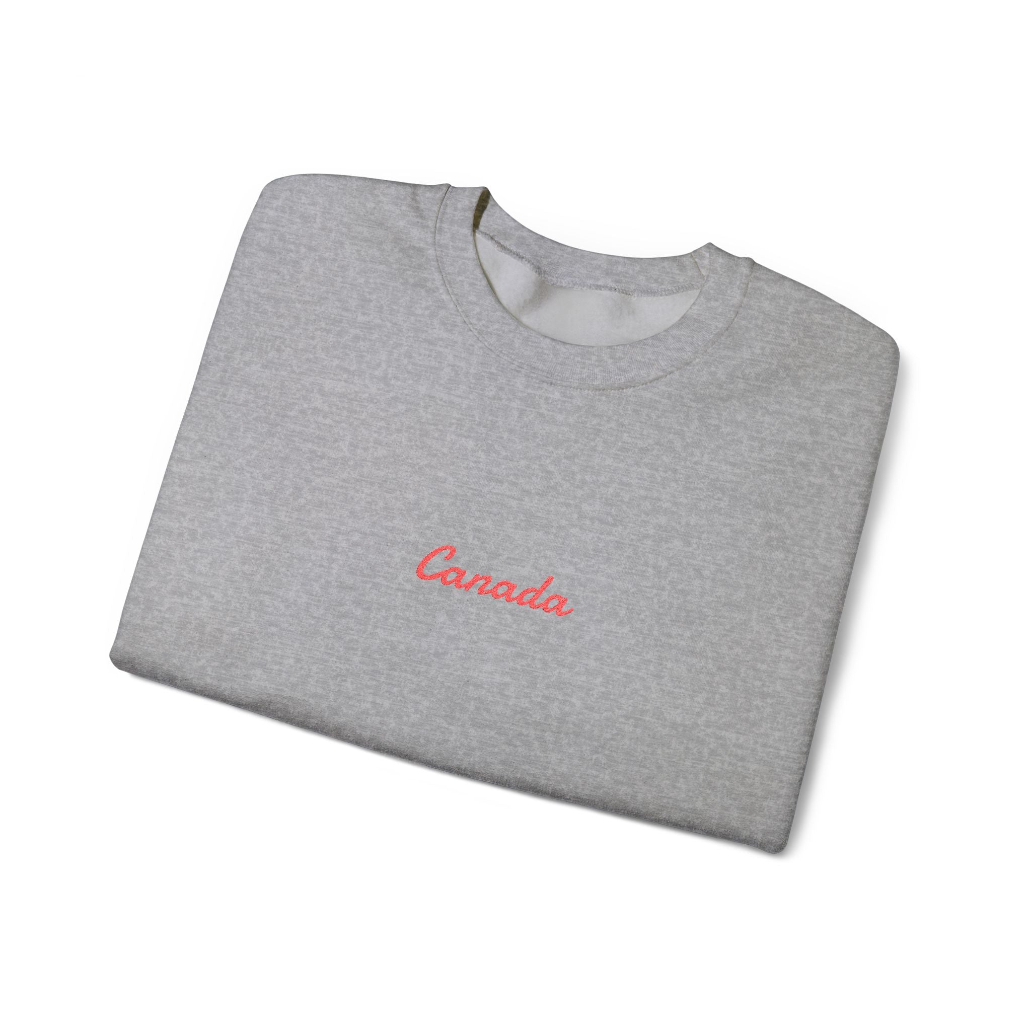 Canada Script Crewneck Sweatshirt — Minimal Red Embroidered Canada Pullover