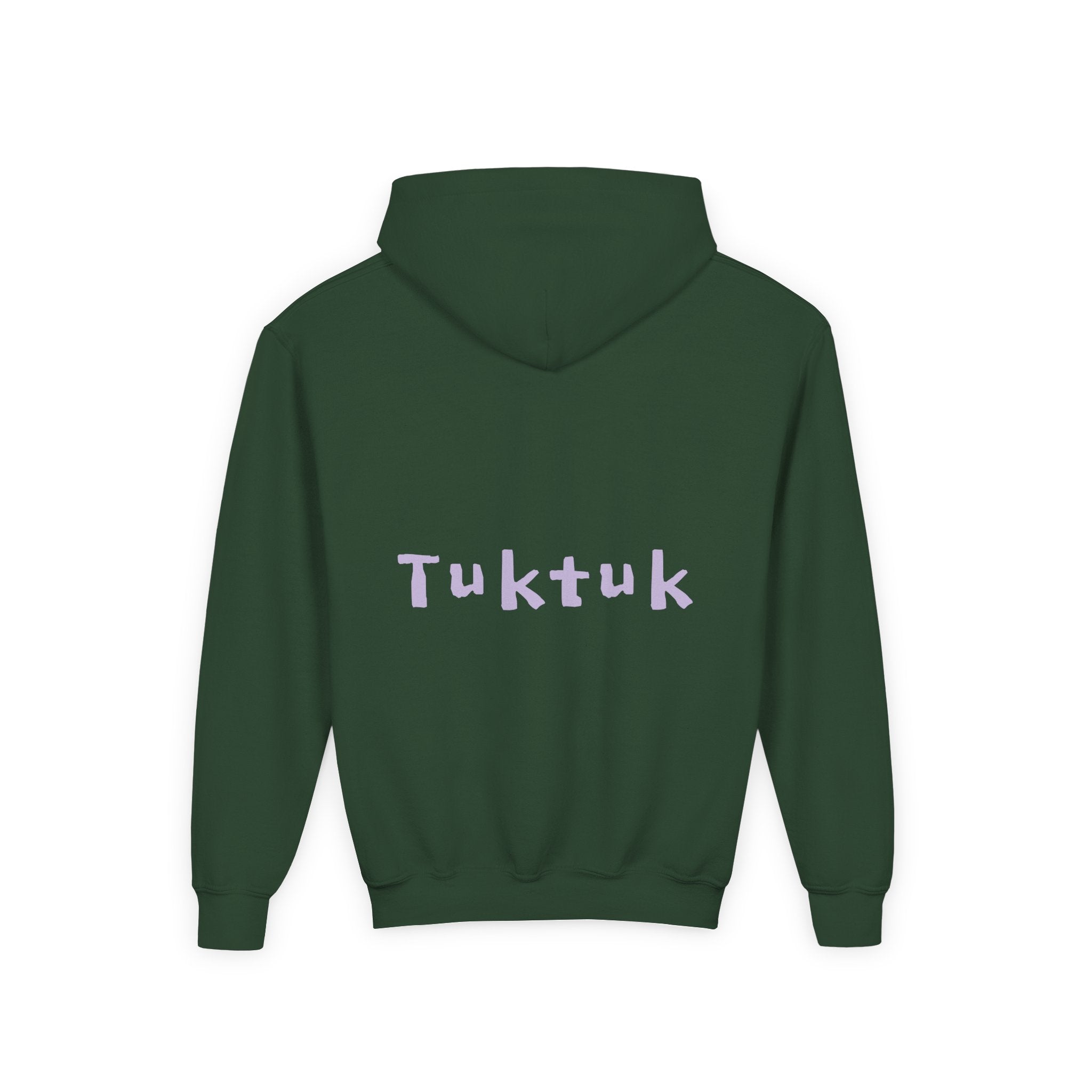 Youth Hoodie — Personalized Lavender Name Hoodie (Front: Myrah Das Gupta, Back: Tuktuk)