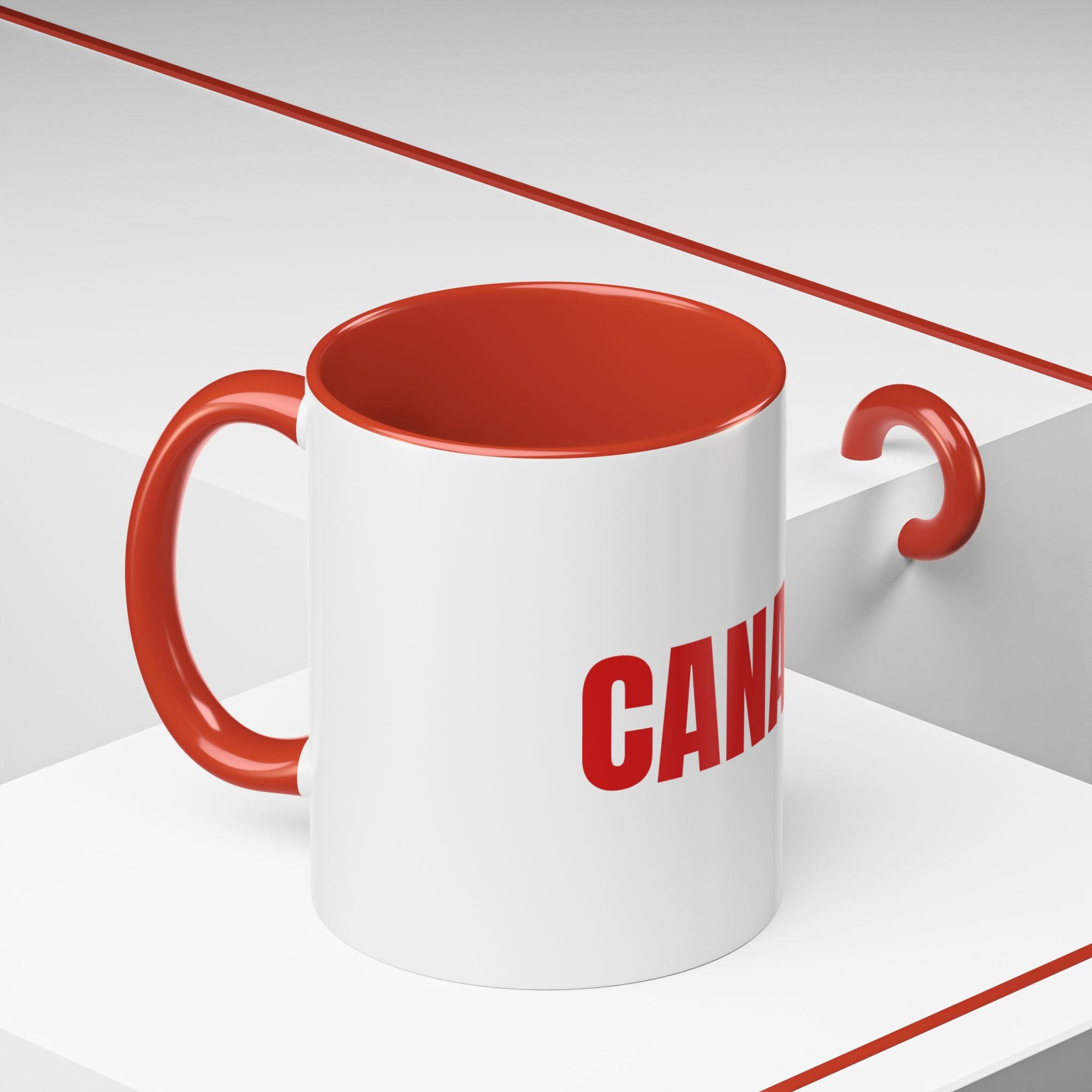 Canada Coffee Mug — Bold Red CANADA Accent Mug (11/15oz)