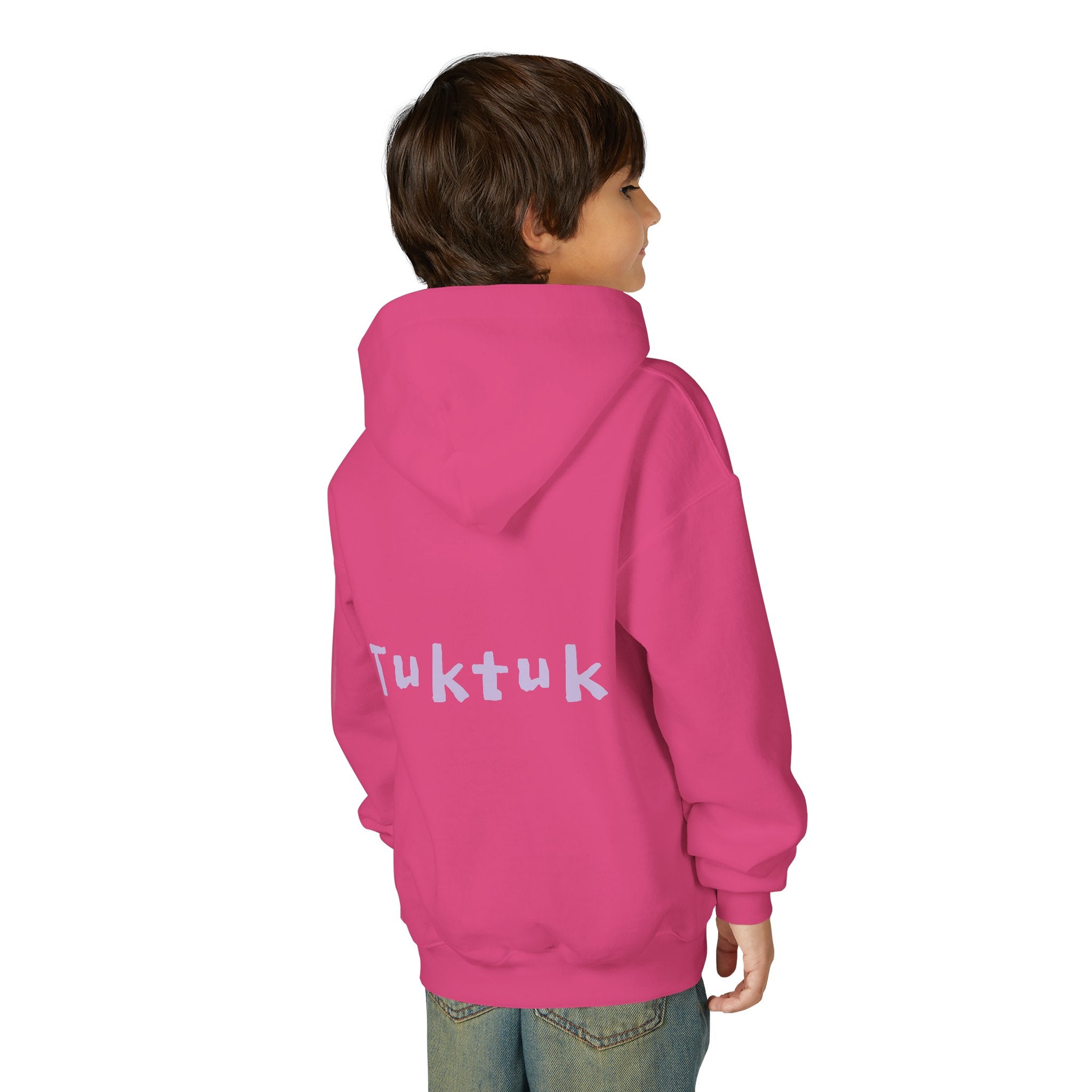 Youth Hoodie — Personalized Lavender Name Hoodie (Front: Myrah Das Gupta, Back: Tuktuk)