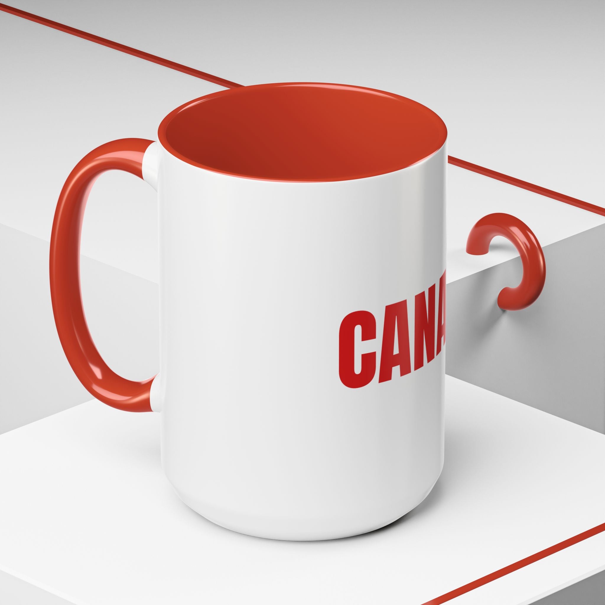 Canada Coffee Mug — Bold Red CANADA Accent Mug (11/15oz)