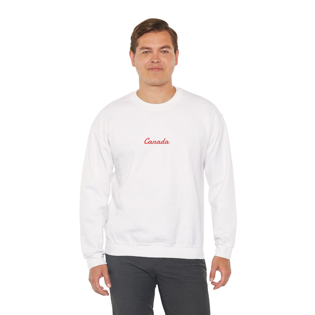 Canada Script Crewneck Sweatshirt — Minimal Red Embroidered Canada Pullover
