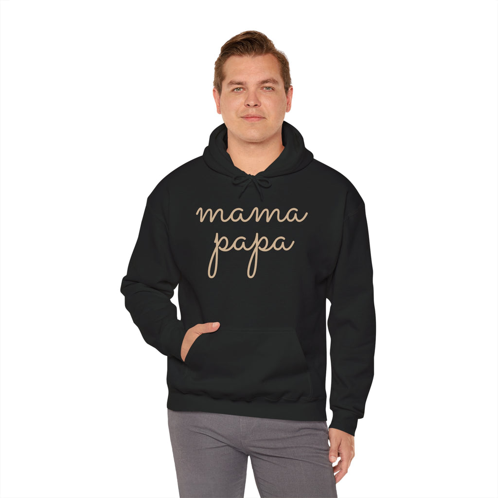 Mama Papa Hoodie — Minimal Script Parent Matching Pullover