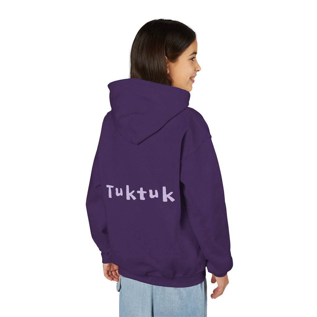Youth Hoodie — Personalized Lavender Name Hoodie (Front: Myrah Das Gupta, Back: Tuktuk)