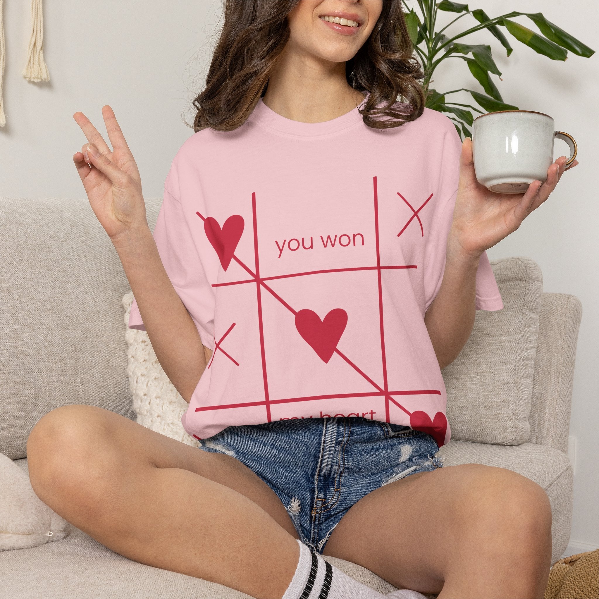 Valentine Tic-Tac-Toe Heart T-Shirt — "You Won My Heart" Graphic Tee
