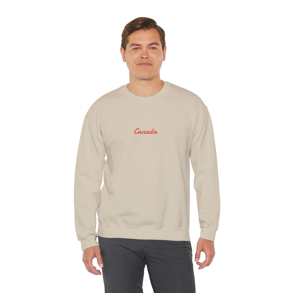 Canada Script Crewneck Sweatshirt — Minimal Red Embroidered Canada Pullover