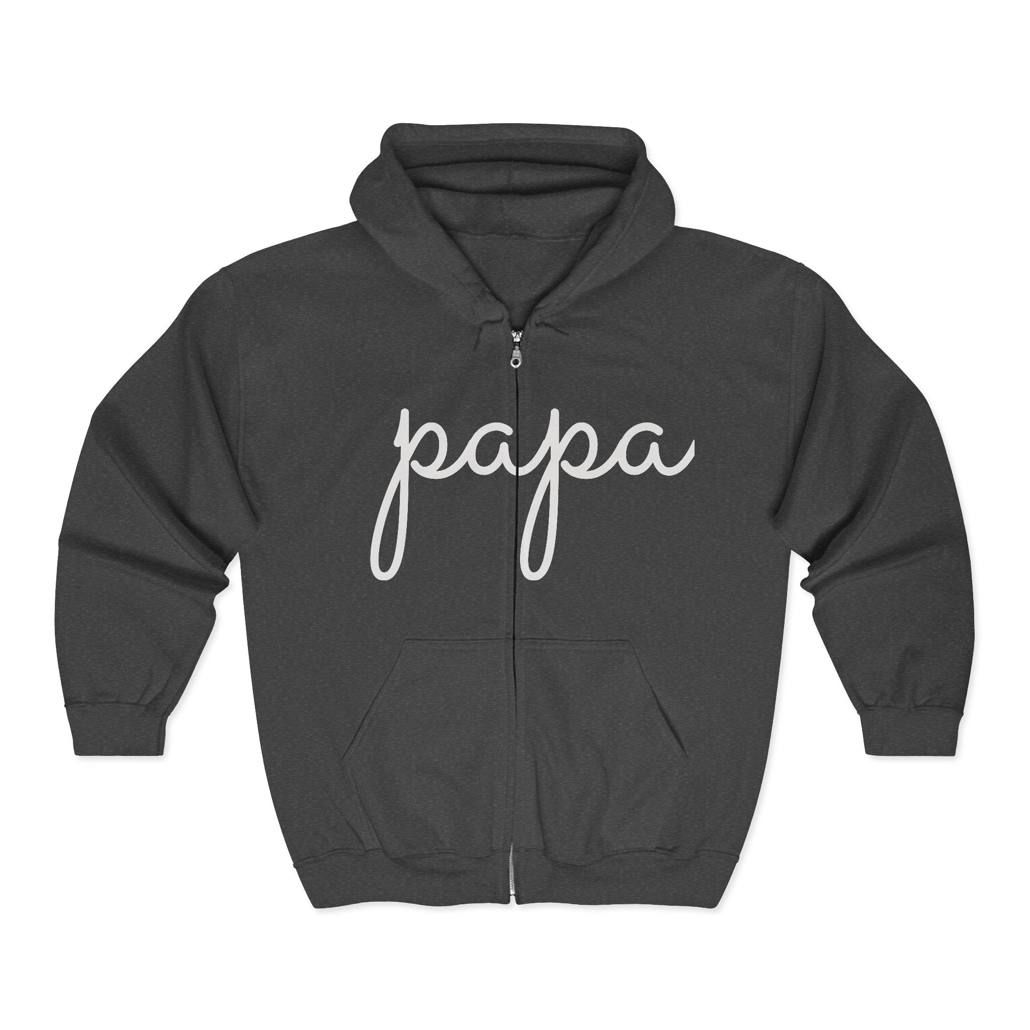 Papa Zip Hoodie – Cozy Script Father’s Day Full-Zip Sweatshirt