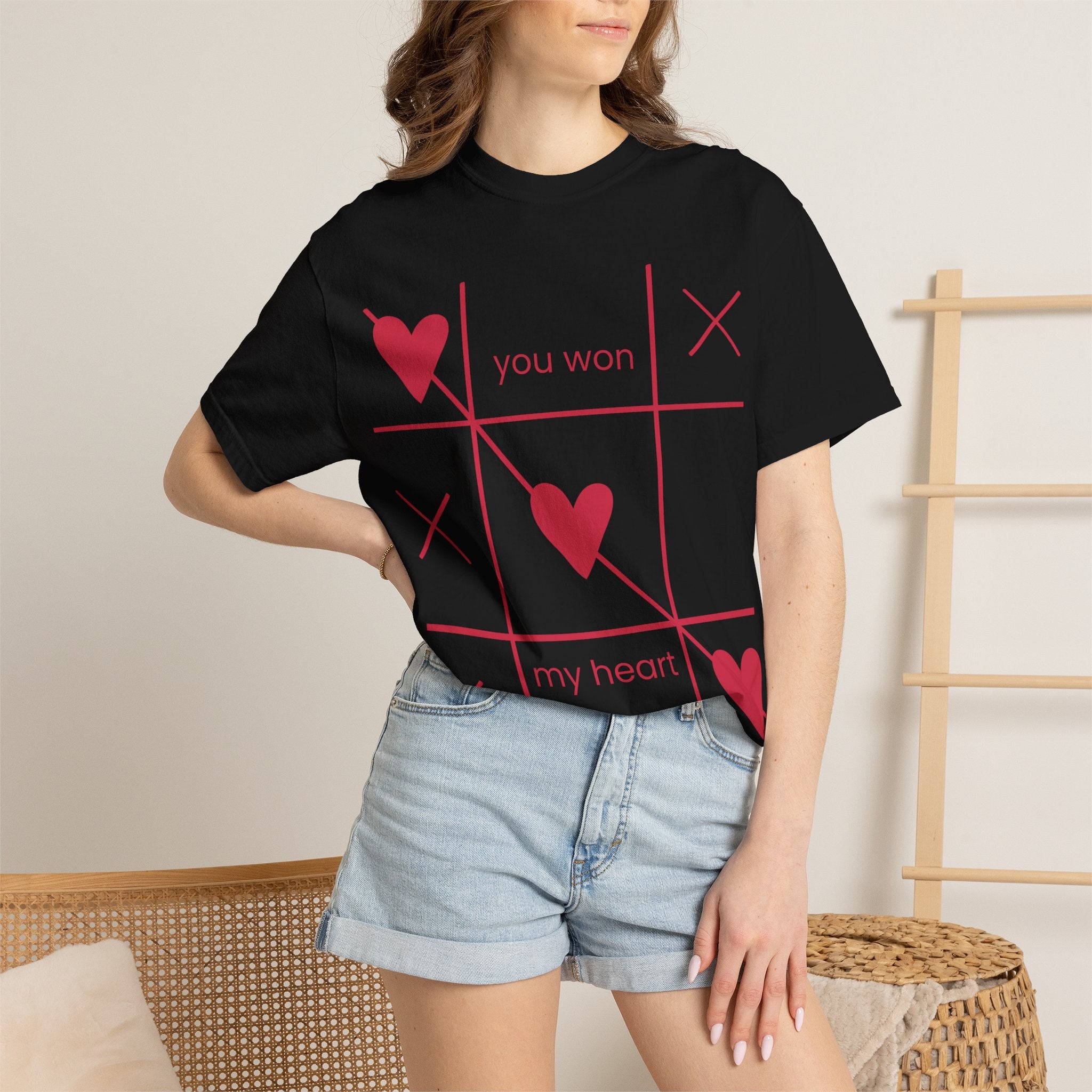Valentine Tic-Tac-Toe Heart T-Shirt — "You Won My Heart" Graphic Tee
