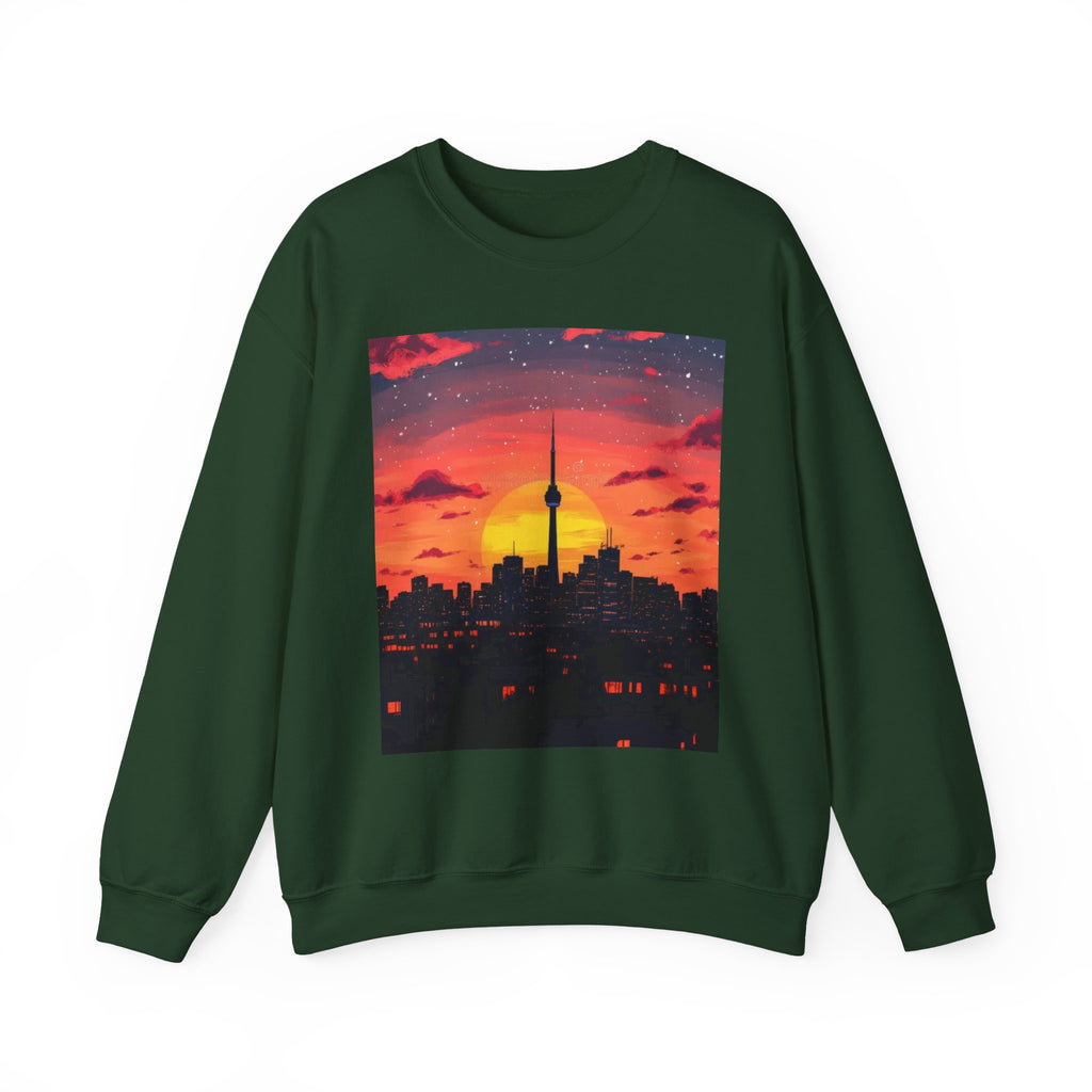 Sunset Skyline Crewneck Sweatshirt — Toronto CN Tower Silhouette Graphic