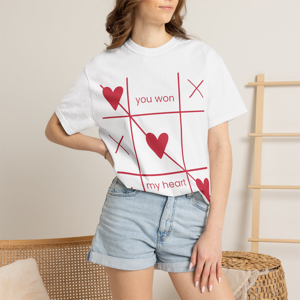 Valentine Tic-Tac-Toe Heart T-Shirt — "You Won My Heart" Graphic Tee