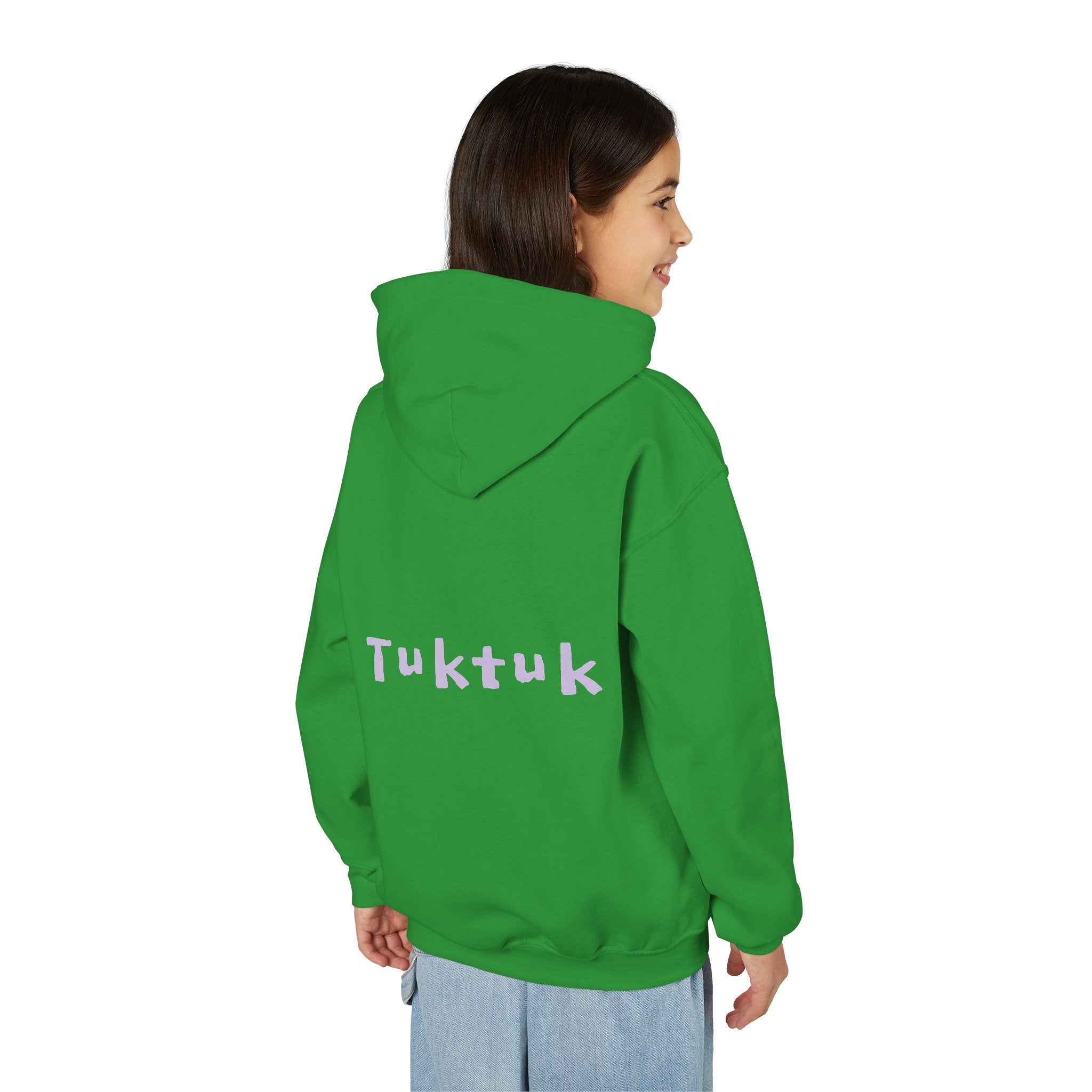 Youth Hoodie — Personalized Lavender Name Hoodie (Front: Myrah Das Gupta, Back: Tuktuk)