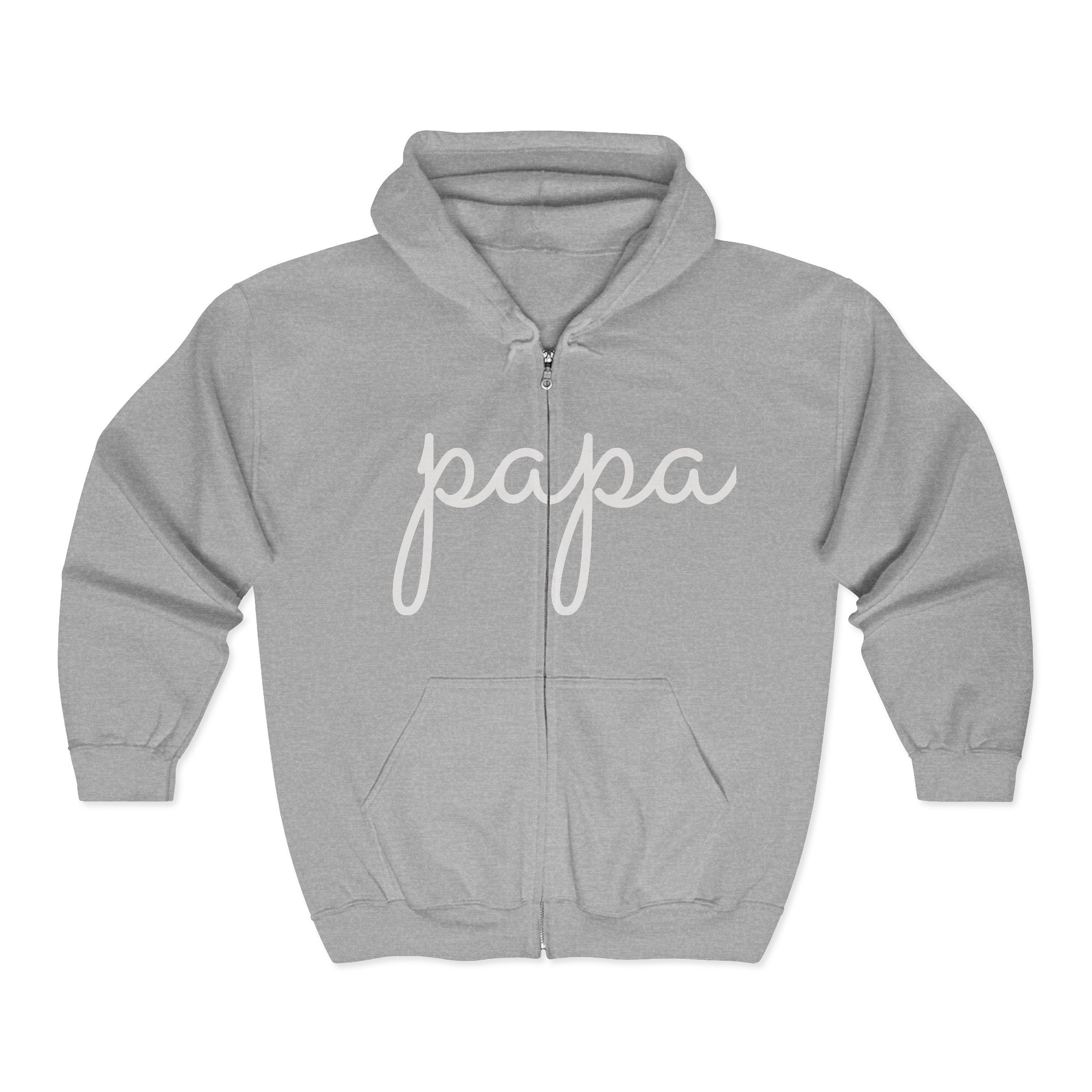 Papa Zip Hoodie – Cozy Script Father’s Day Full-Zip Sweatshirt