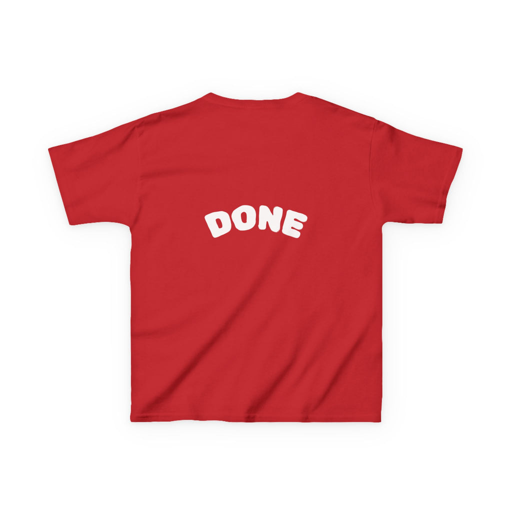 Kids Tee — “Do It NOW / DONE” Motivational Red Shirt