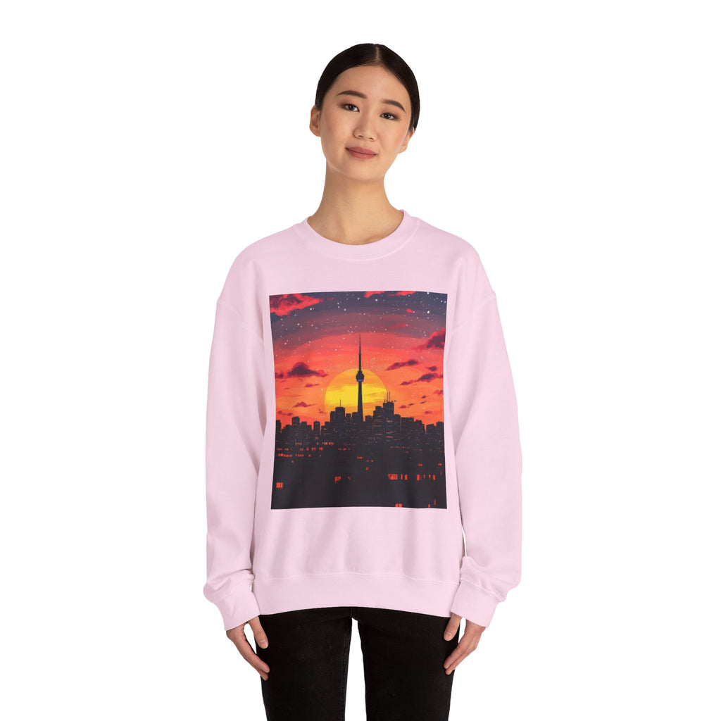 Sunset Skyline Crewneck Sweatshirt — Toronto CN Tower Silhouette Graphic