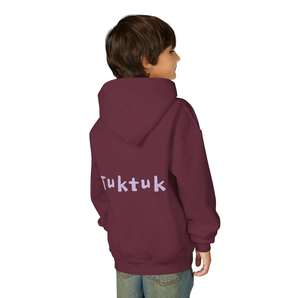 Youth Hoodie — Personalized Lavender Name Hoodie (Front: Myrah Das Gupta, Back: Tuktuk)