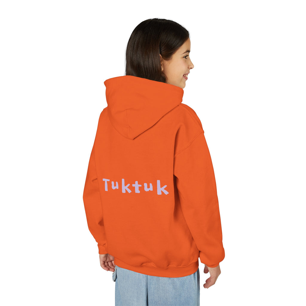 Youth Hoodie — Personalized Lavender Name Hoodie (Front: Myrah Das Gupta, Back: Tuktuk)