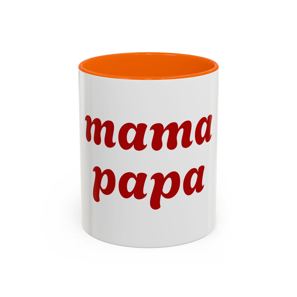 Custom Mama Papa Accent Coffee Mug - Perfect Gift for Parents