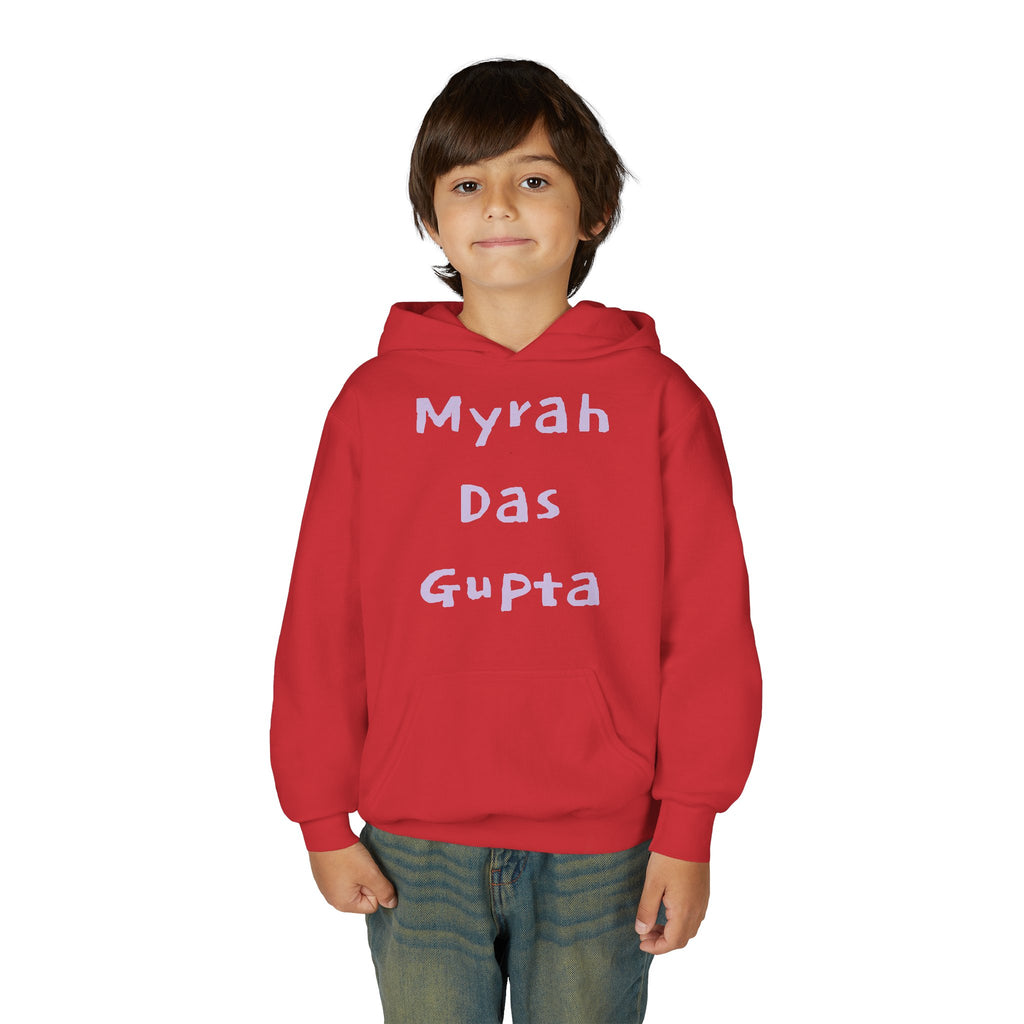 Youth Hoodie — Personalized Lavender Name Hoodie (Front: Myrah Das Gupta, Back: Tuktuk)