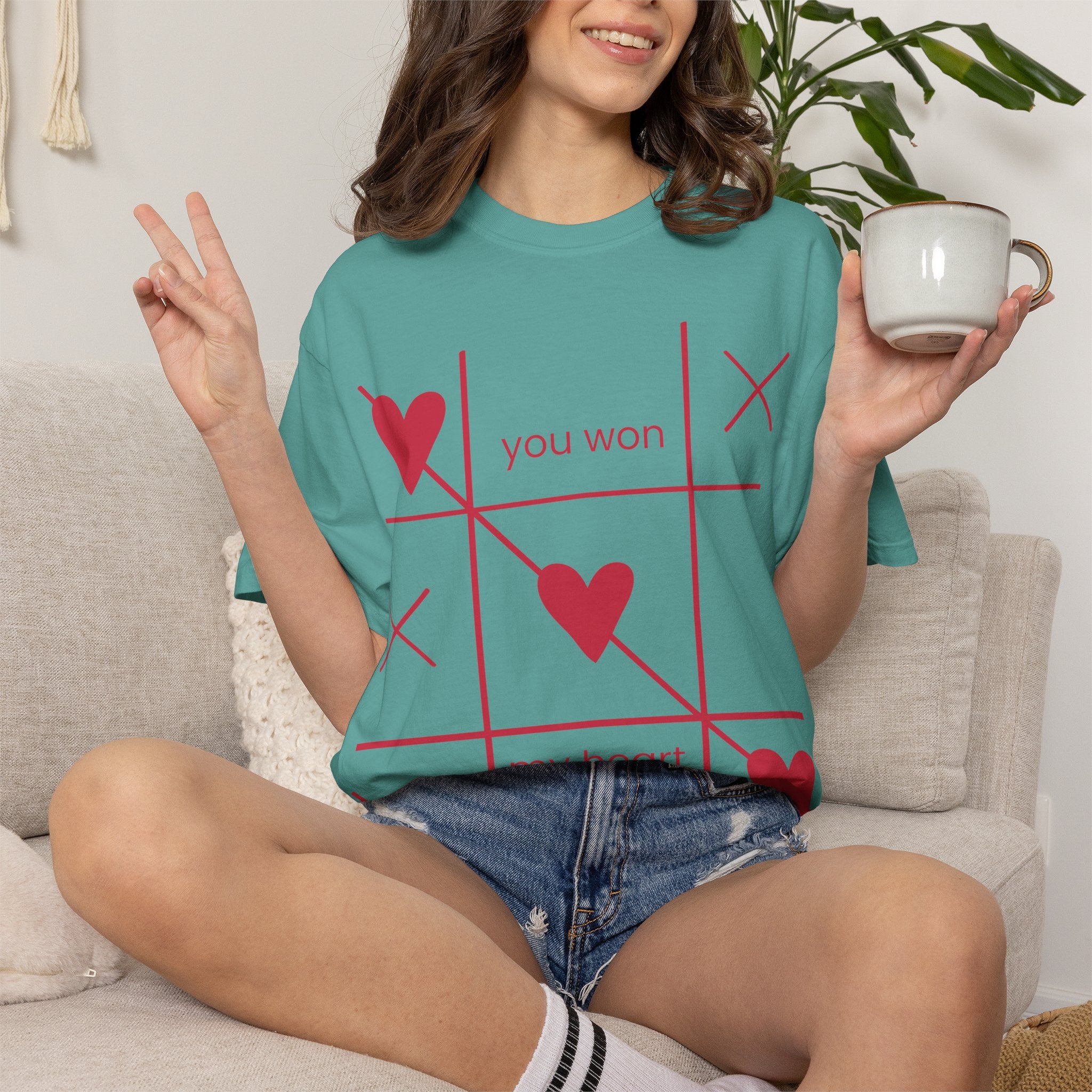Valentine Tic-Tac-Toe Heart T-Shirt — "You Won My Heart" Graphic Tee
