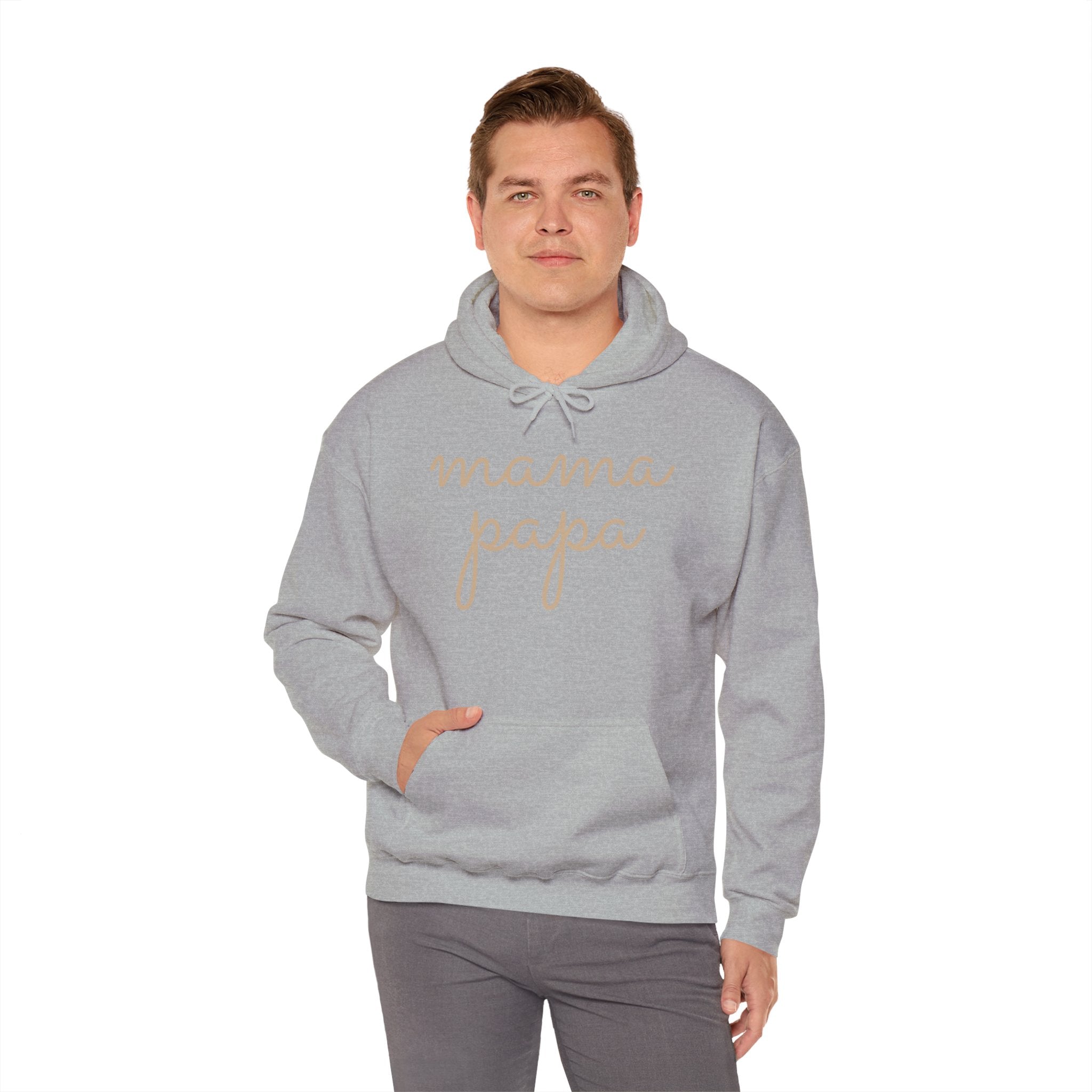 Mama Papa Hoodie — Minimal Script Parent Matching Pullover