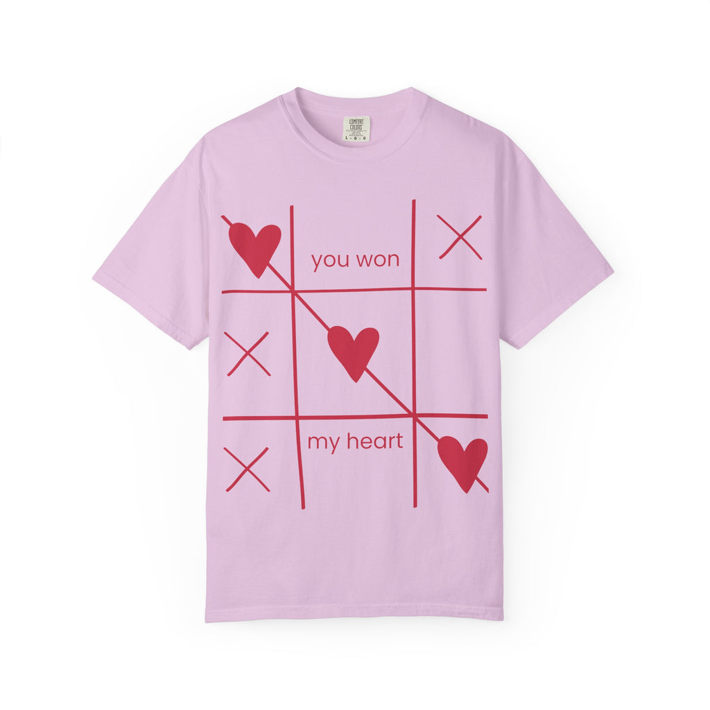 Valentine Tic-Tac-Toe Heart T-Shirt — "You Won My Heart" Graphic Tee