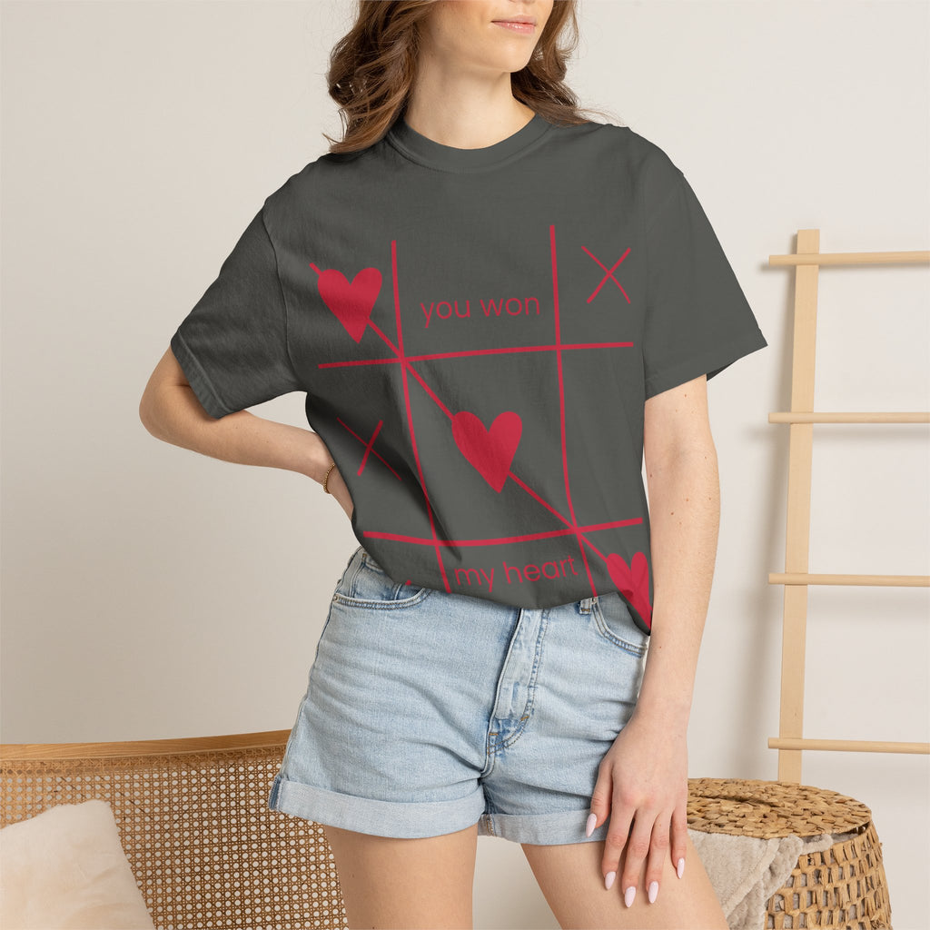 Valentine Tic-Tac-Toe Heart T-Shirt — "You Won My Heart" Graphic Tee