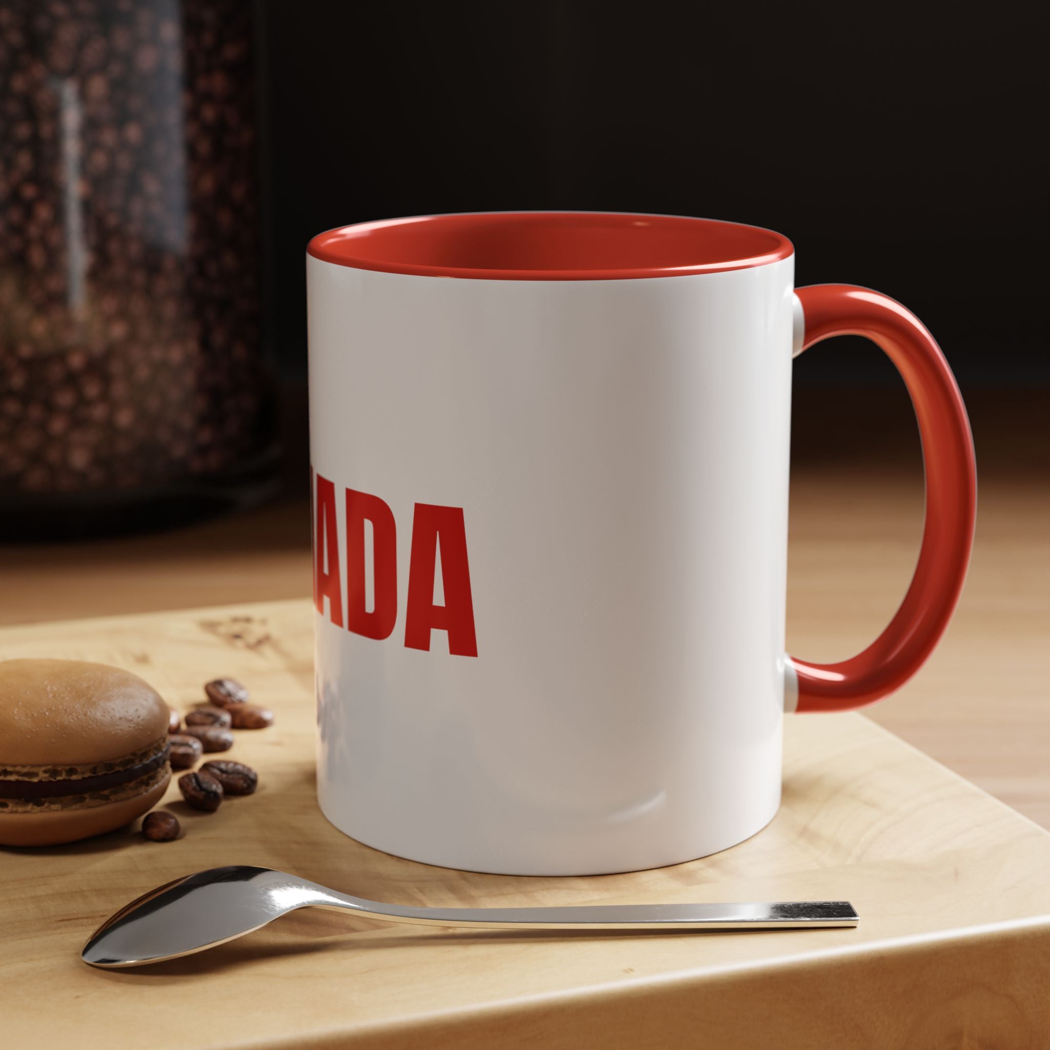 Canada Coffee Mug — Bold Red CANADA Accent Mug (11/15oz)