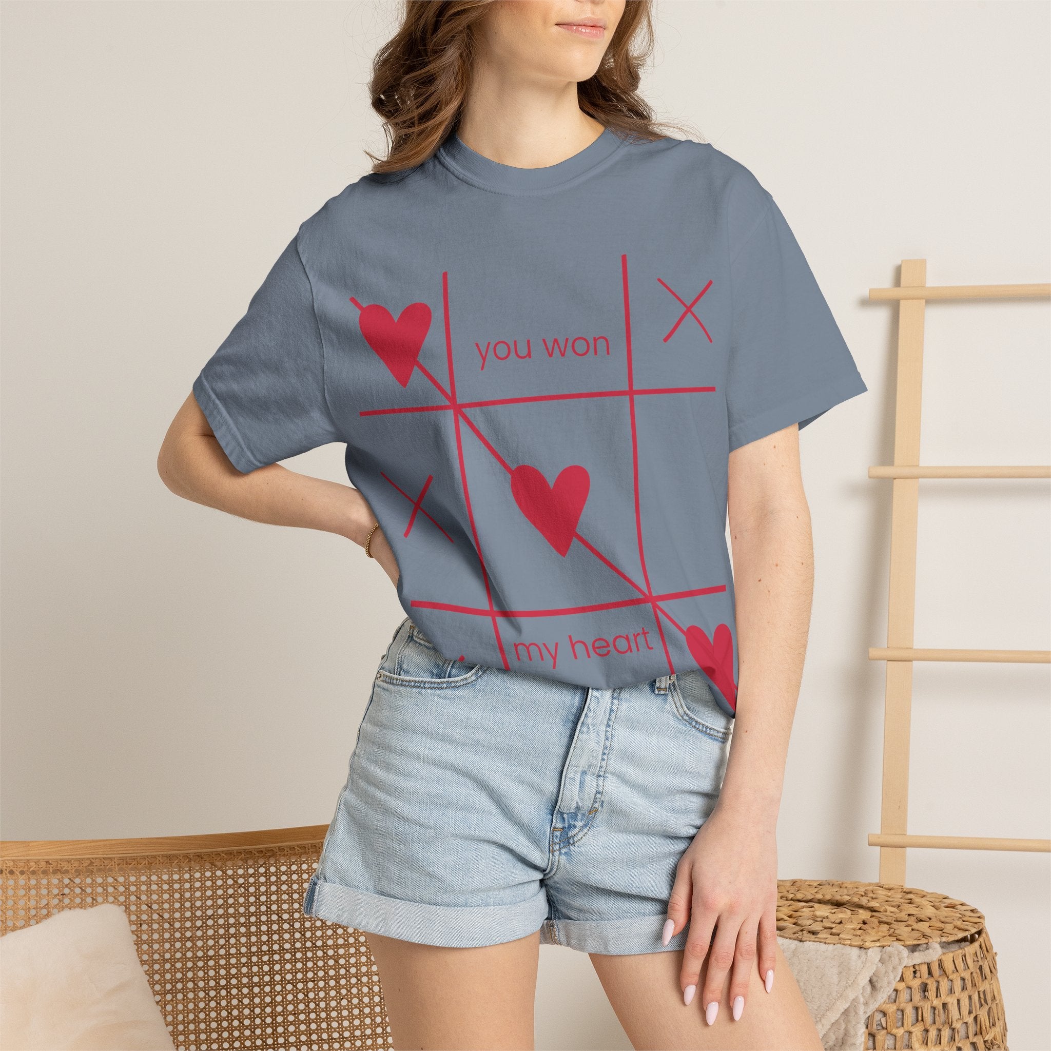 Valentine Tic-Tac-Toe Heart T-Shirt — "You Won My Heart" Graphic Tee