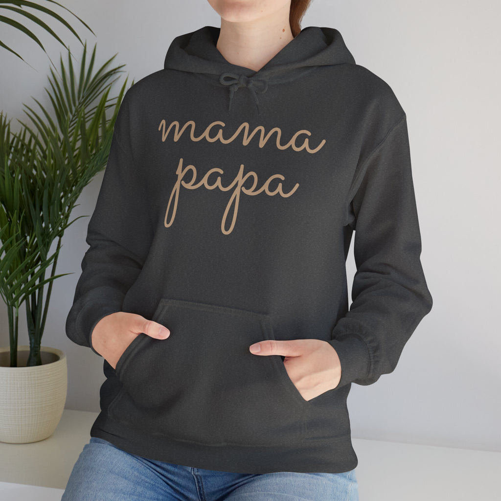 Mama Papa Hoodie — Minimal Script Parent Matching Pullover