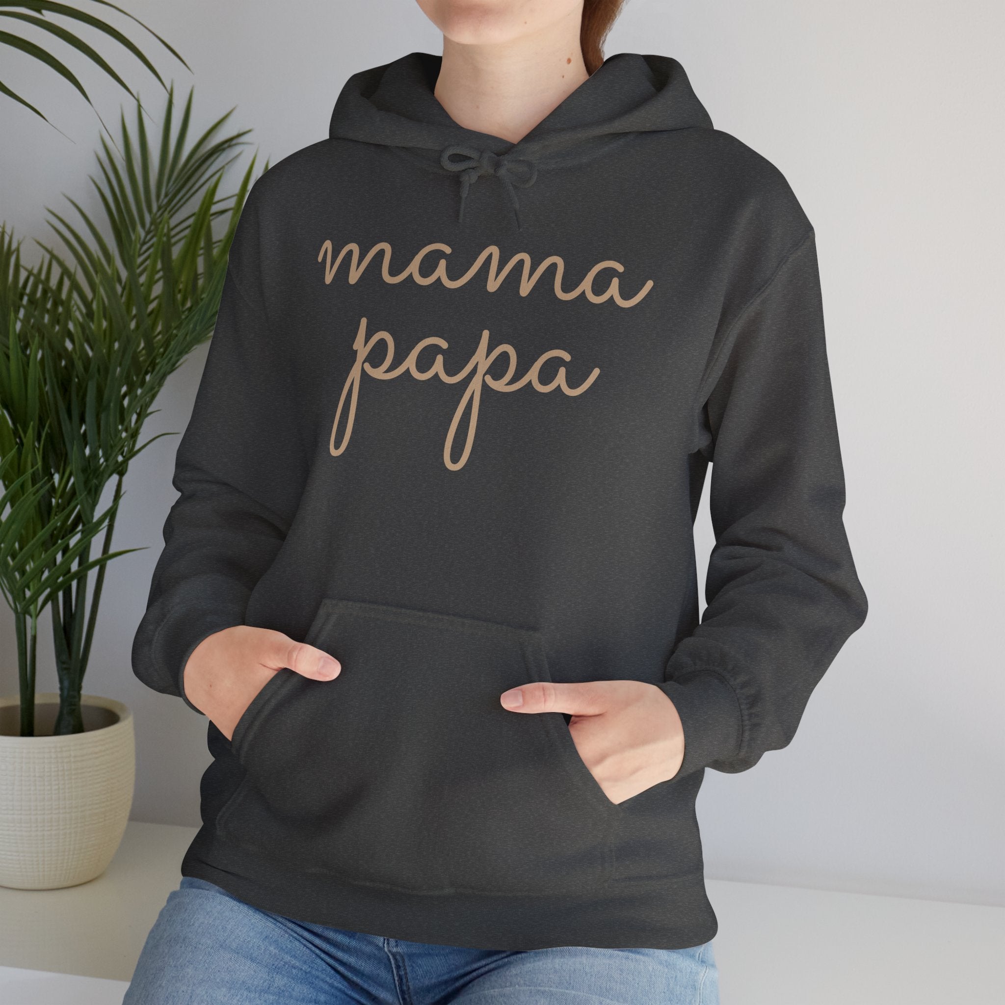 Mama Papa Hoodie — Minimal Script Parent Matching Pullover